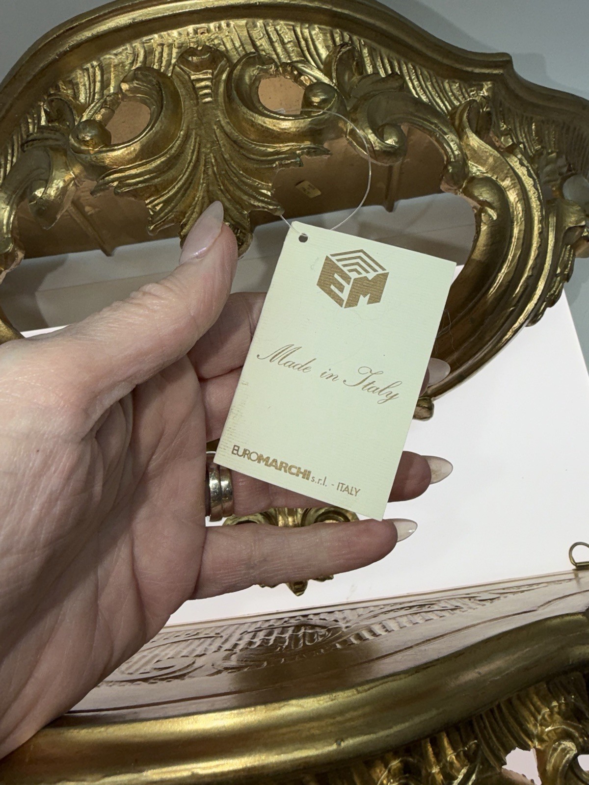 Vintage Euromarchi Italy Hollywood Regency Shelves Resin Gold Finish Wall Hang 2