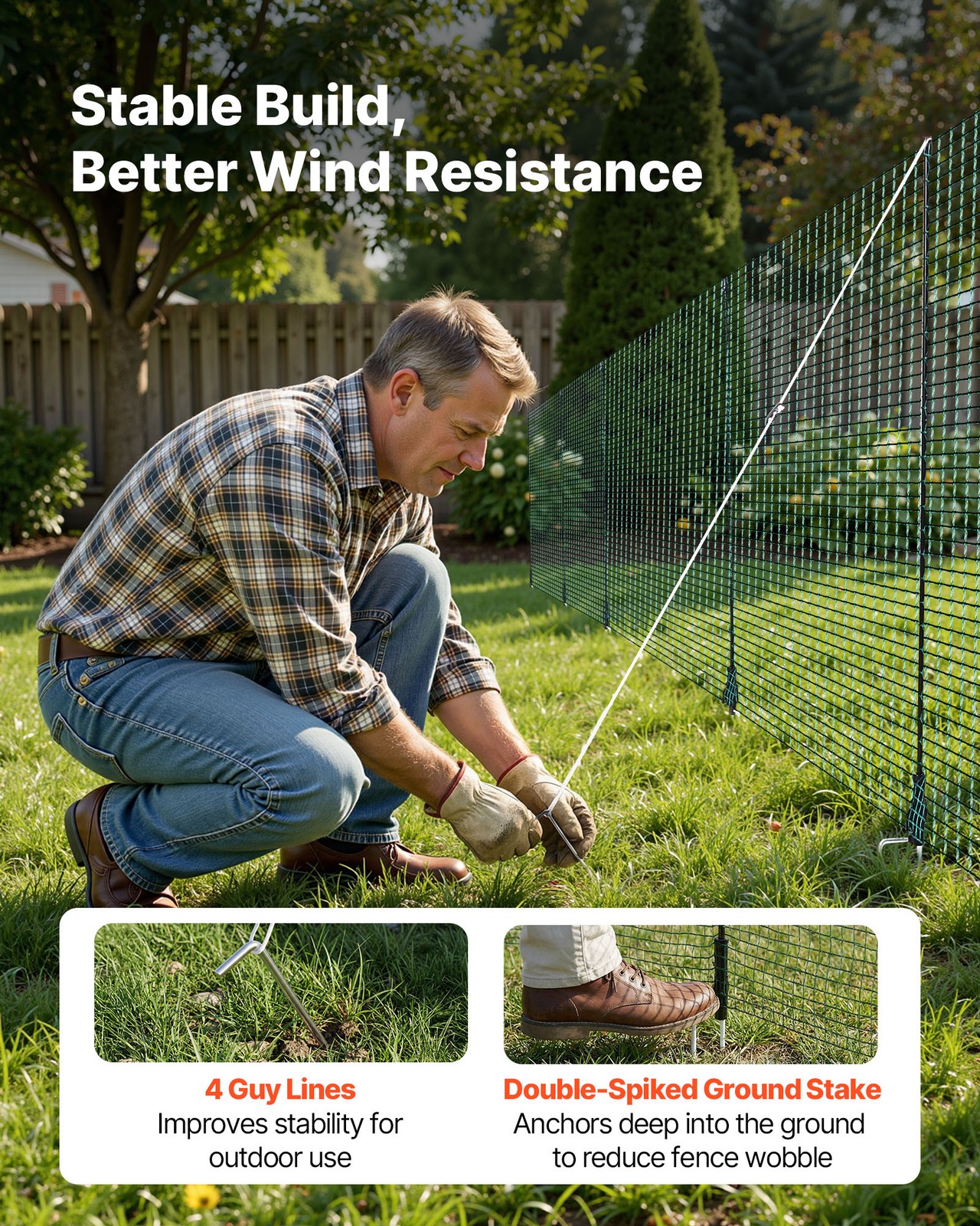 VEVOR Non Electric Fence with Posts 3' x 98.4' Plastic Safety Mesh Fence Netting