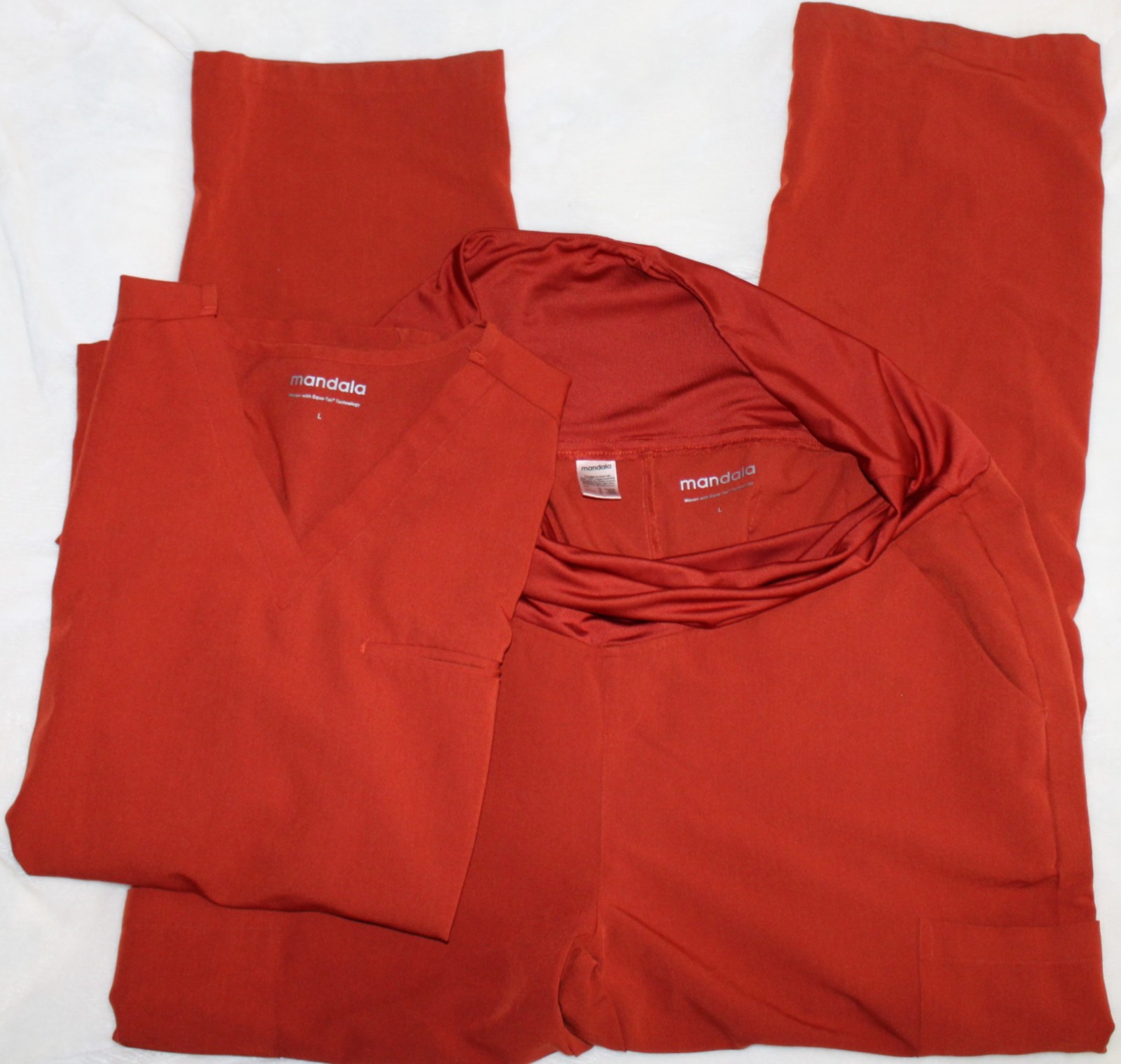 Mandala*Equa-Tek*Maternity Set*Scrubs*Top & Bottoms*Pants*Women Size L*Rust