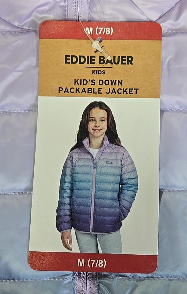 NWT: Girl's Eddie Bauer Down Packable Jacket - 2 Colors/4 Sizes to Choose From!