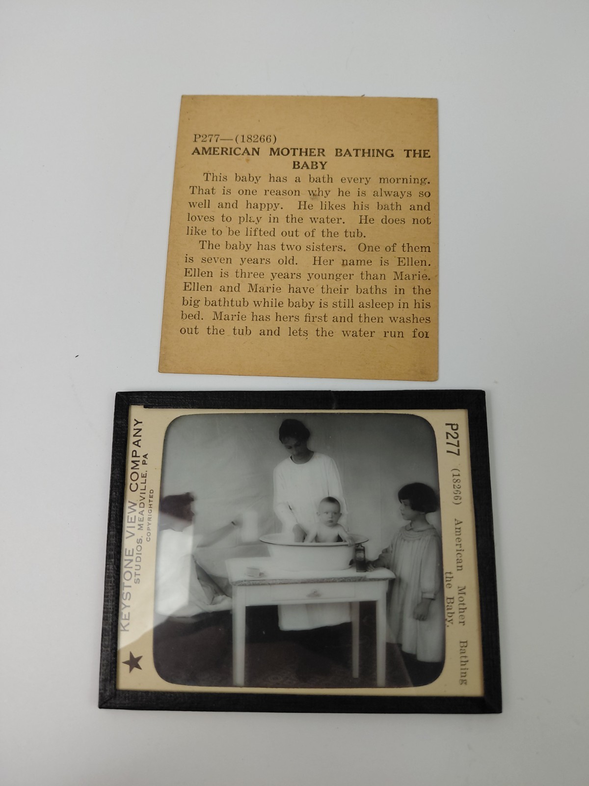 Magic Lantern Glass Slide Photo Keystone P277 mother and baby