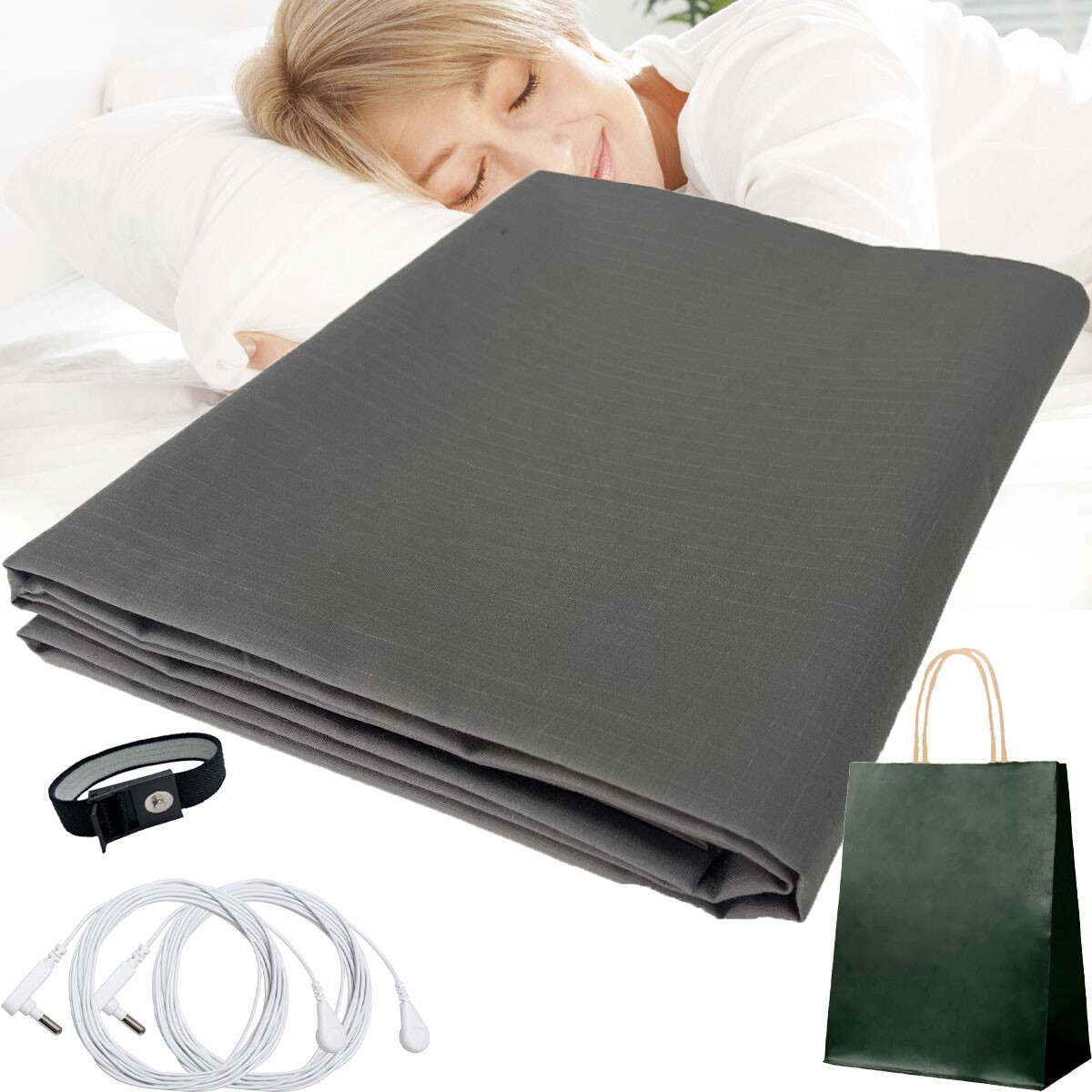 13% Silver Fiber With Connection Cord Cable Grounding/Earthing Sheet King/Queen