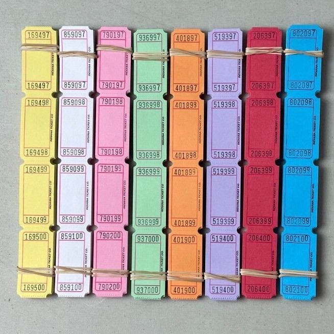 500 Blank Single Stub Tickets Fun Fair Carnival Raffle 1/4 Roll Folded Flat