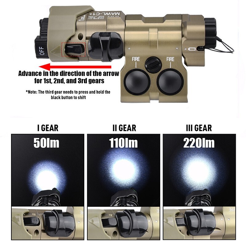 WADSN MAWL C1+ Laser Red Green IR Laser Sight White LED Strobe Flashlight