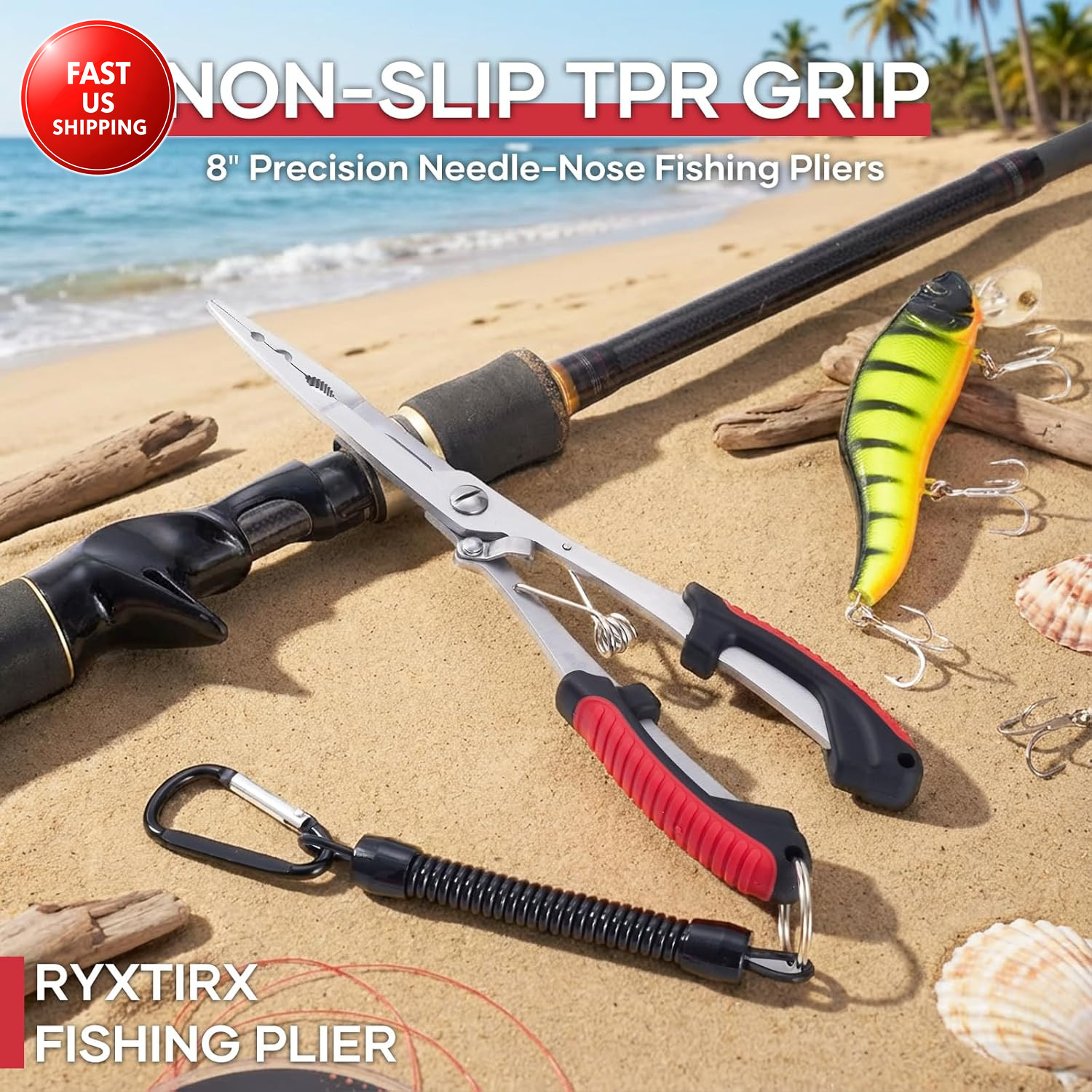 Saltwater Resistant Fishing Pliers,Needle Nose Pliers，Fishing Tool，Stainless Ste