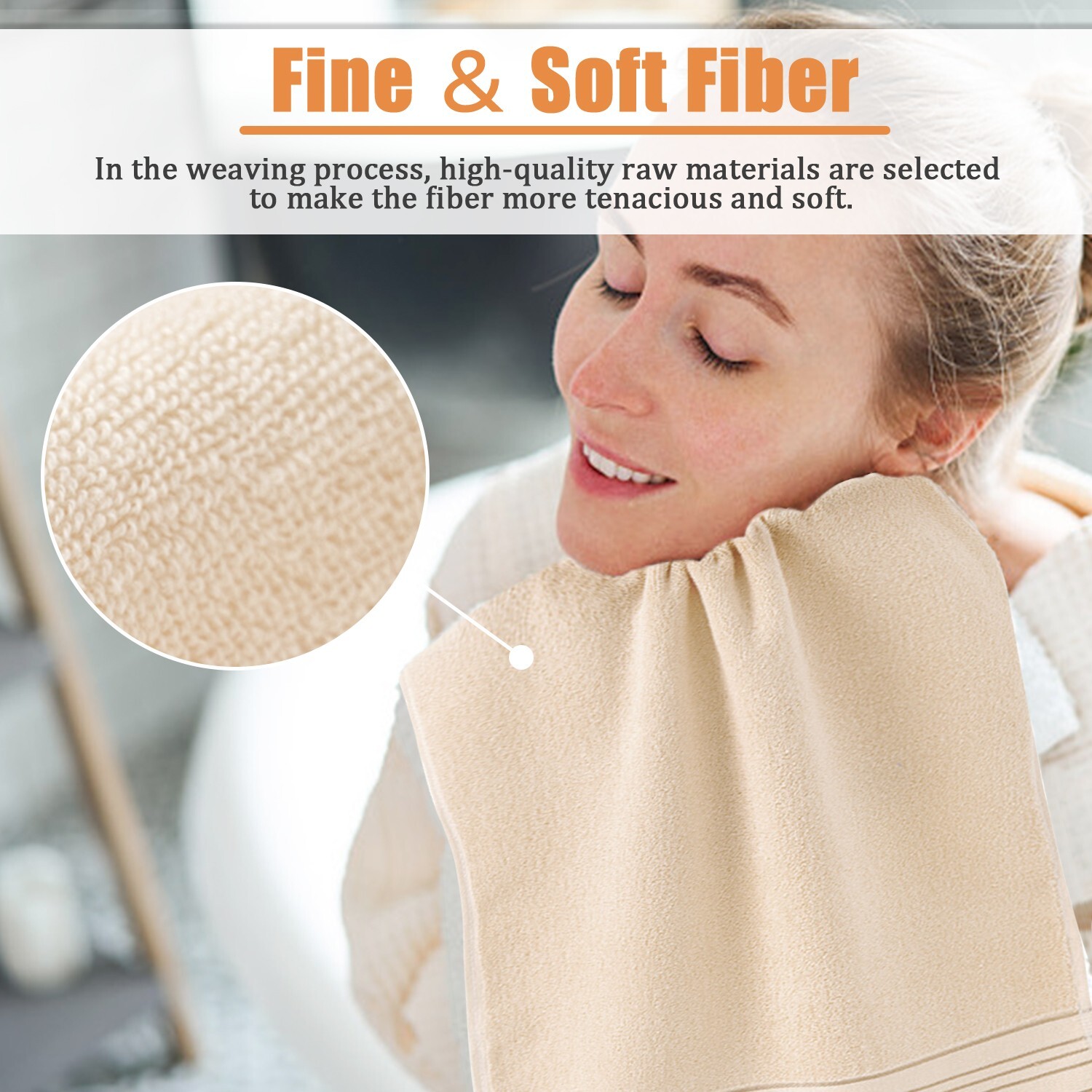 100% Cotton Premium Soft Towel 3PCS Soft Gold Luxury Absorbent Face Cloth Bath