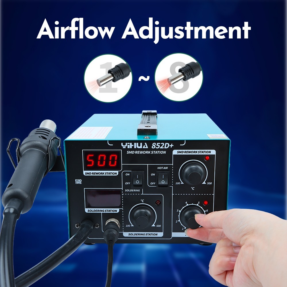 YIHUA 852D+ Air Pump Hot Air Rework Station Digital Soldering Station Kit