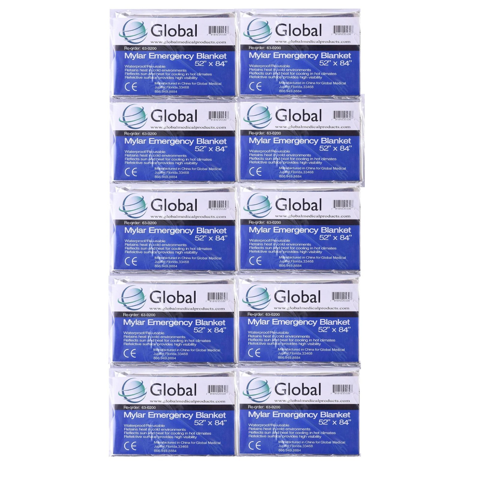 Emergency Mylar Thermal Blankets (Pack of 10), New, Free Shipping ! Large