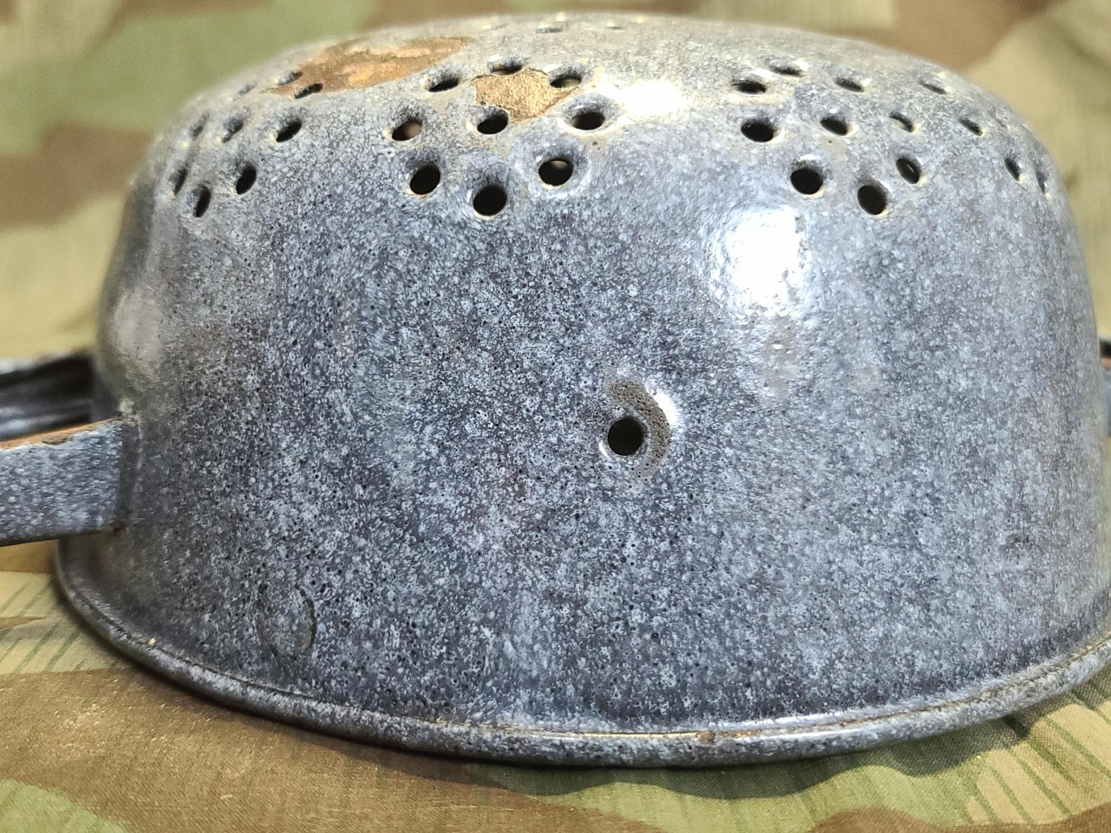 WWII German Helmet Made into a Strainer Stahlhelm Army Wehrmacht Military Pasta