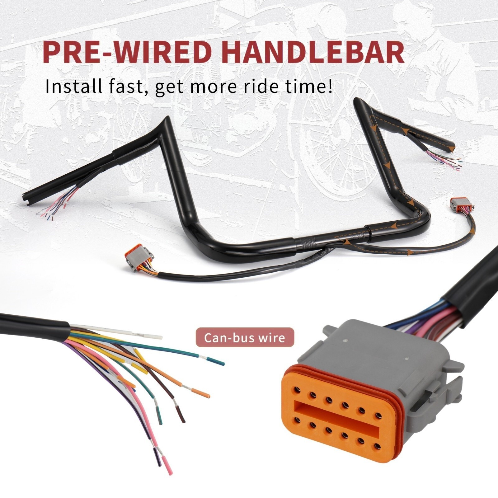 Prewired 12" Meathook Handlebar for Harley 1996-2006 Street Glide Electra Glide