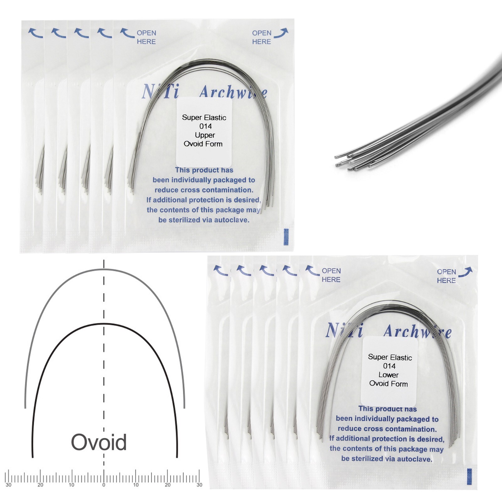 100pcs Dental Orthodontic Arch Wires Niti Rectangular Round Arcos de Ortodoncia