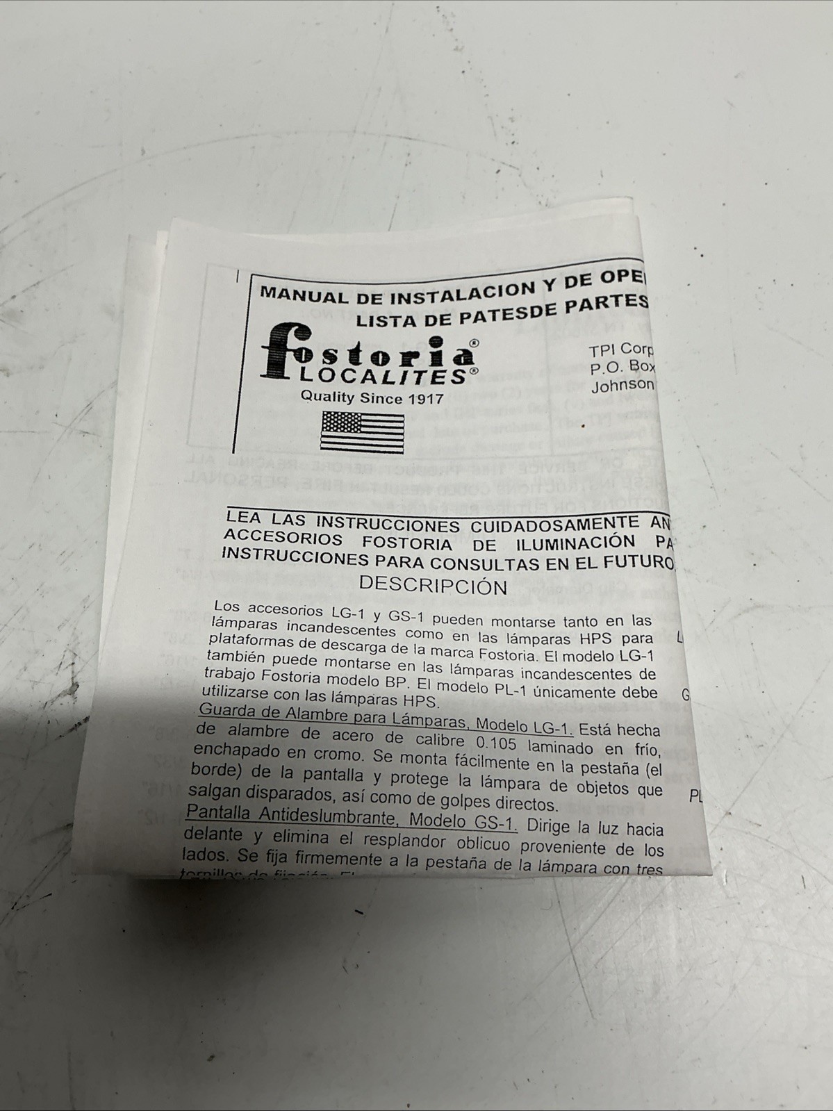 Fostoria Docklight Lampguard LG-1 03313222. W-042