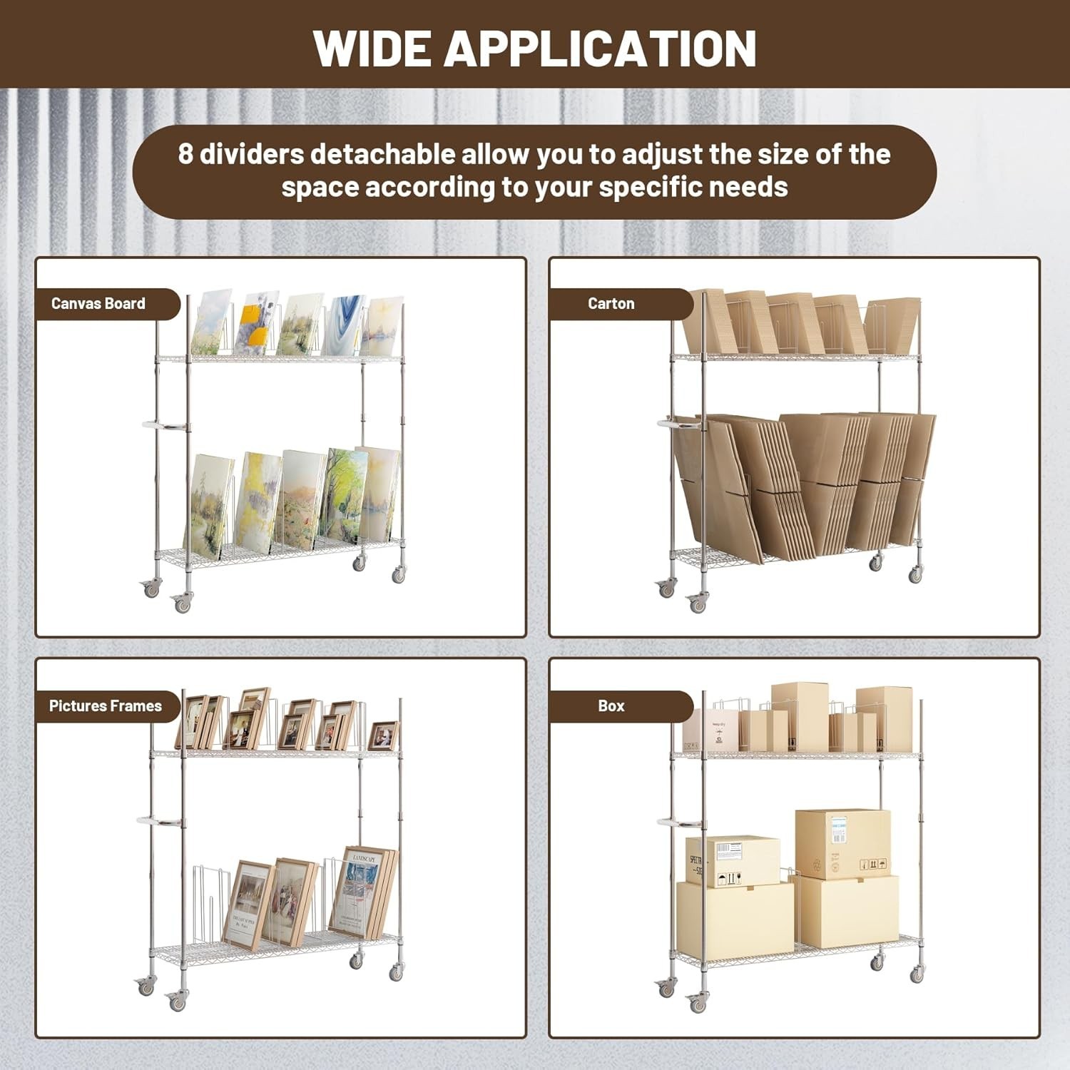 Wire Carton Cart, 2-Tier Stand with Wheels for Cardboard Box Storage & Move