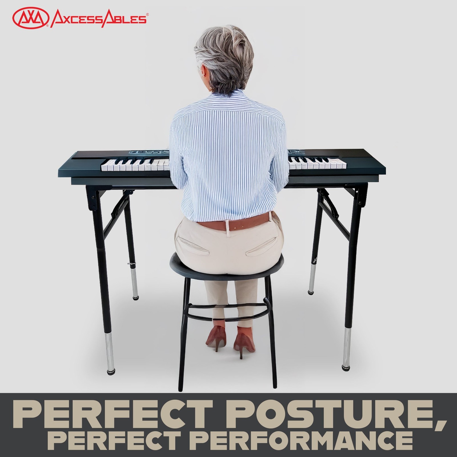 AxcessAbles Portable Folding Digital Piano Keyboard Stand Expandable, with Bag
