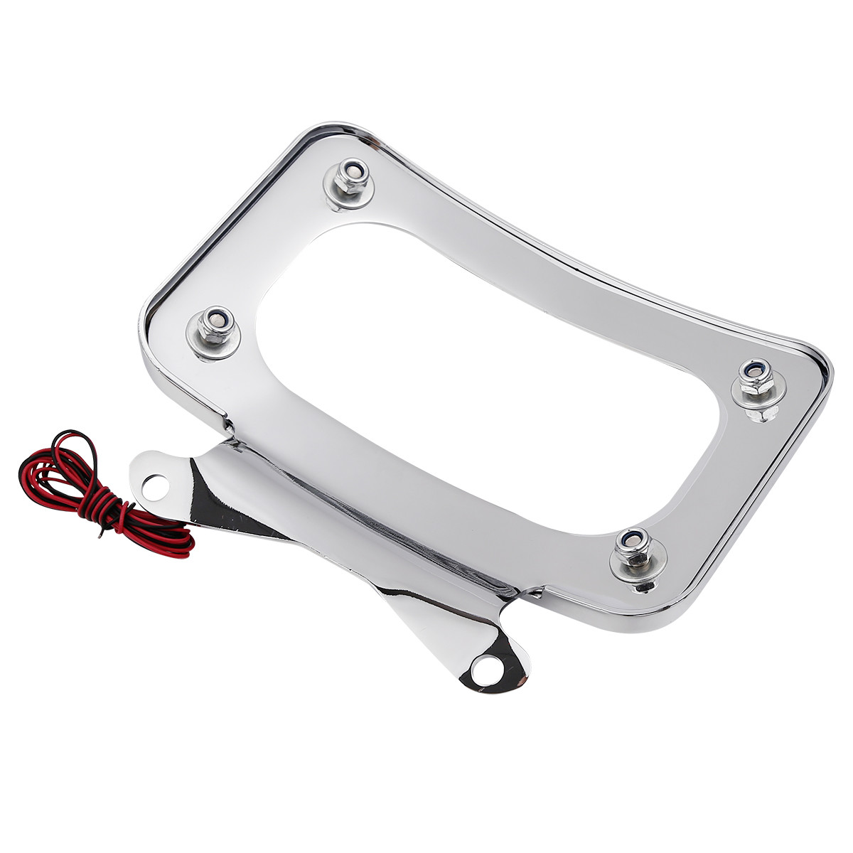 Curved Laydown License Plate Mount Frame Light For Harley Road King Street Glide