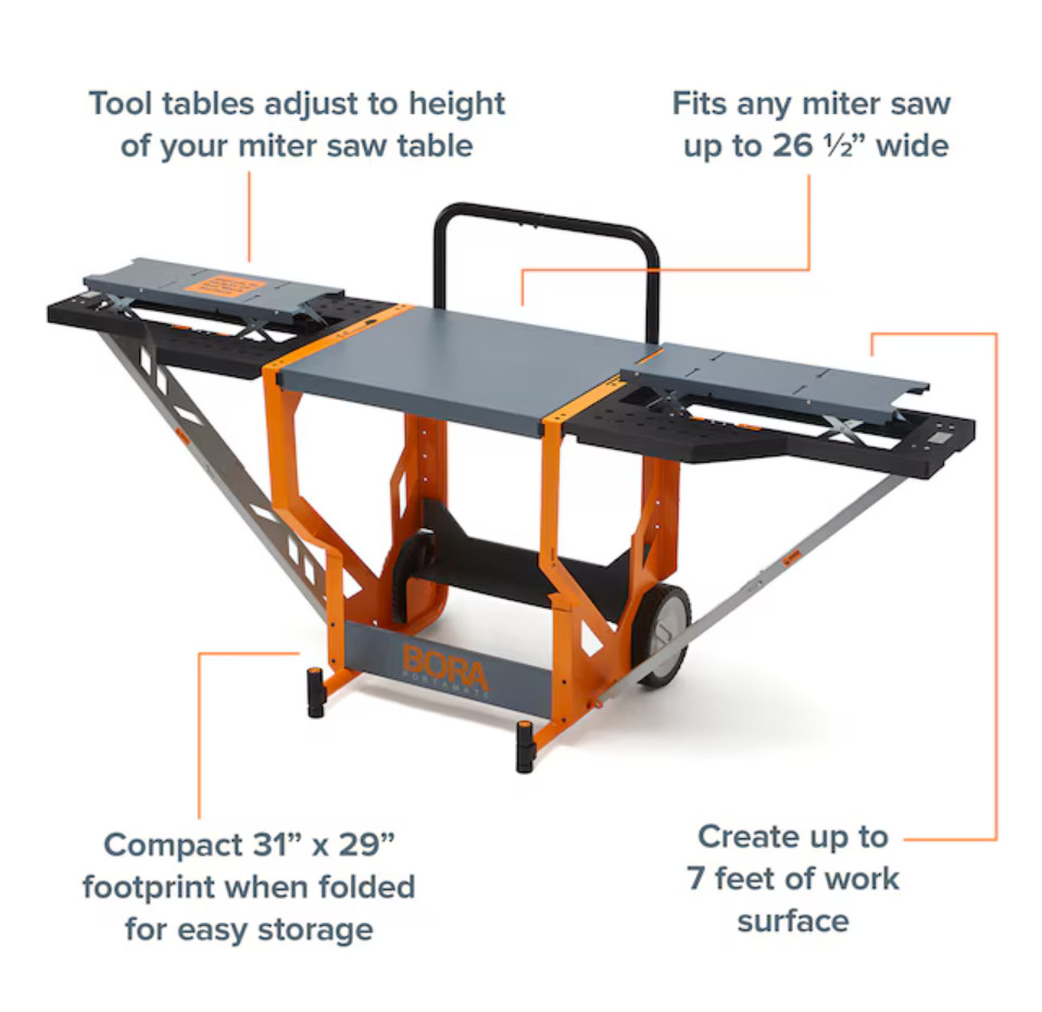 Bora Portacube STR Miter Saw Stand Steel Rolling Adjustable Free Shipping