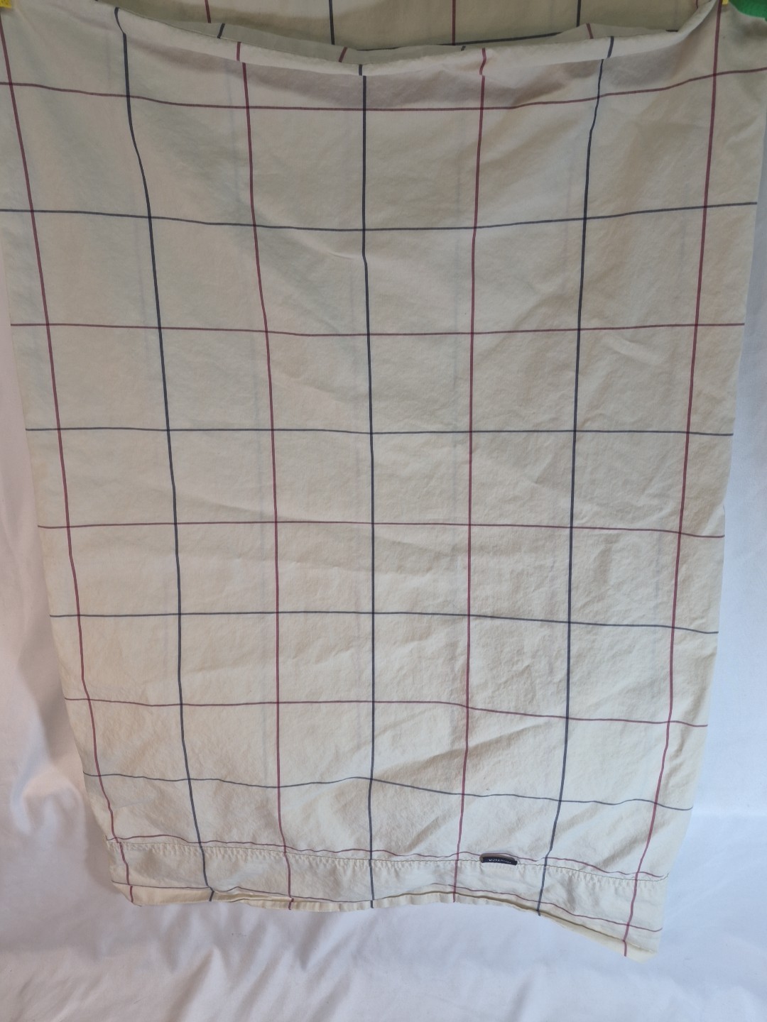 2- VTG Nautica Pillowcases 100% Cotton King & Queen #67468 Cream Grid Navy Check