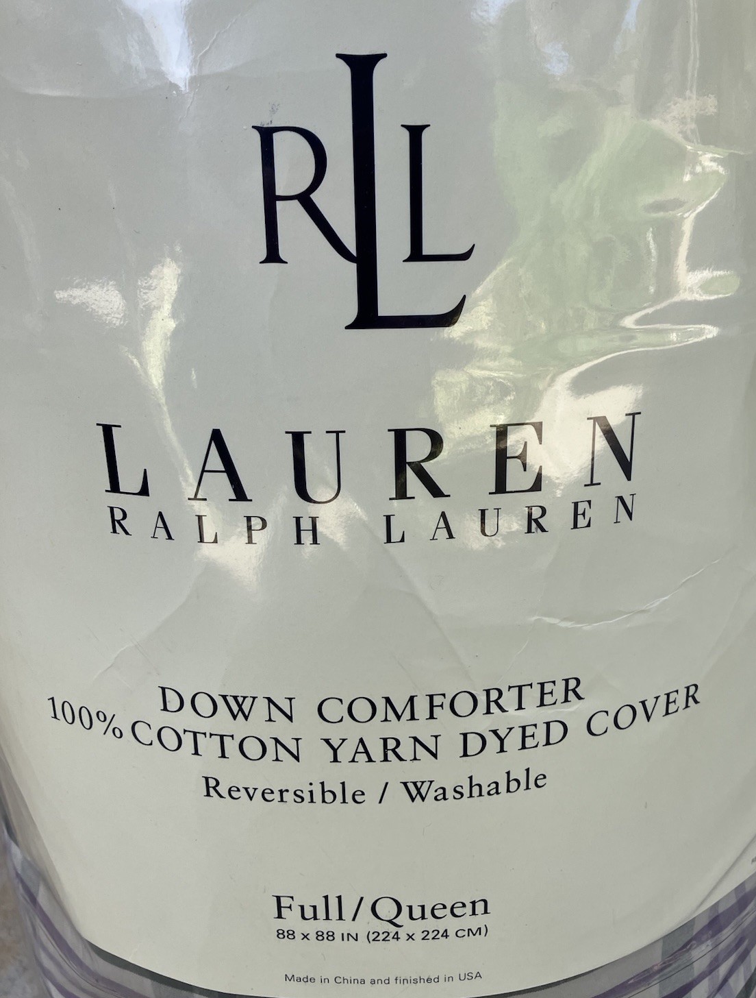 NEW Ralph Lauren Home Full/Queen Down Comforter Green, Purple Reversible Plaid