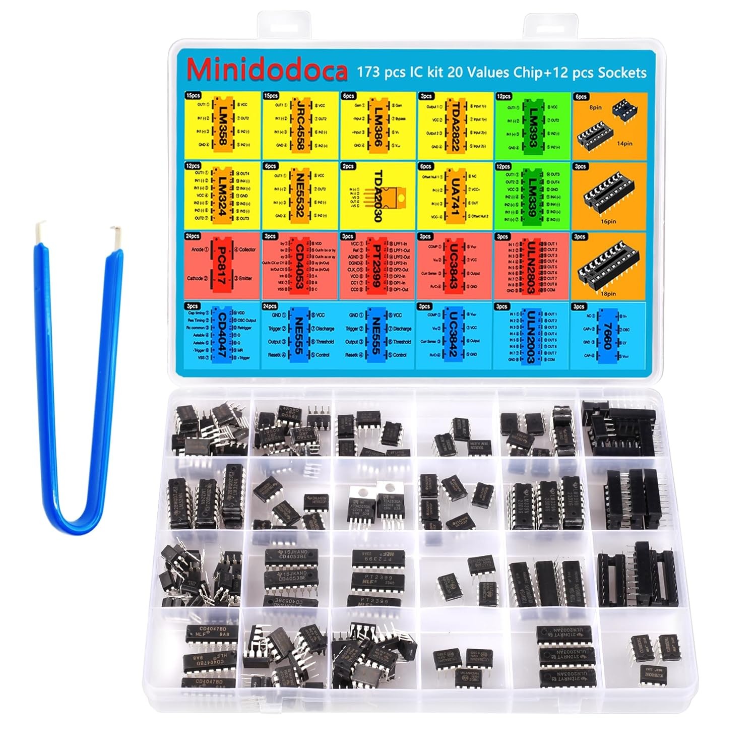 High Quality IC Chip Assortment Kit - 173 Pcs - Op Amp Comparators PhotoCou