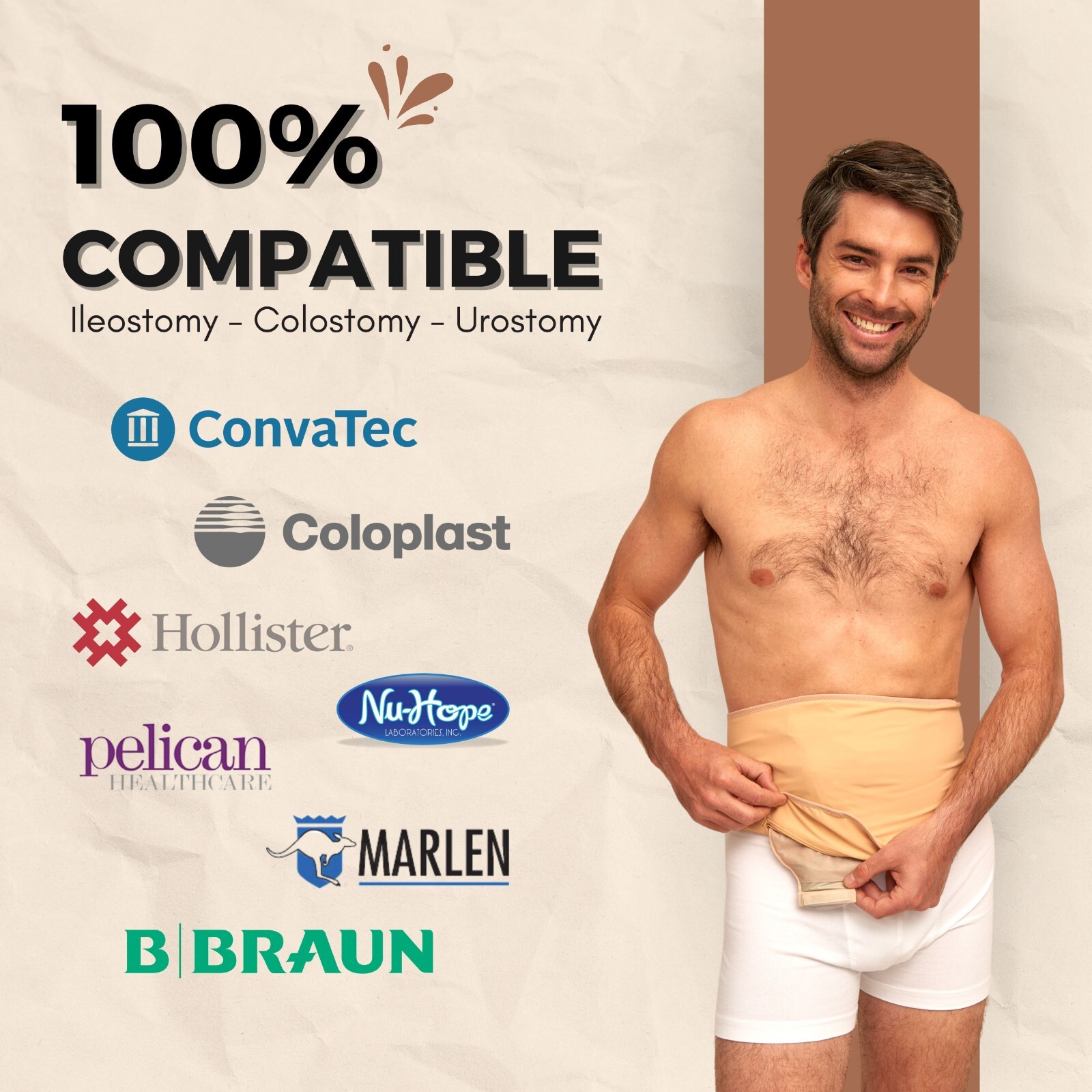 Ostomy Belt for Men & Women | Beige | Ostomy Bag Covers | Ostomy Pouch Cover
