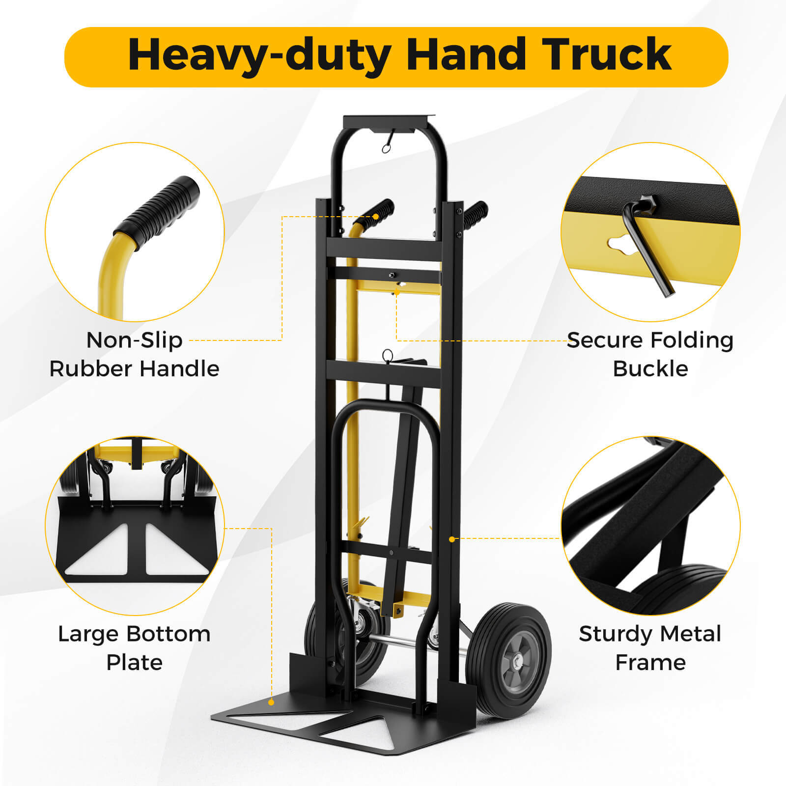 3-in-1 Convertible Hand Truck w/ 4 Rubber Wheels 1000 lbs Max Load Capacity