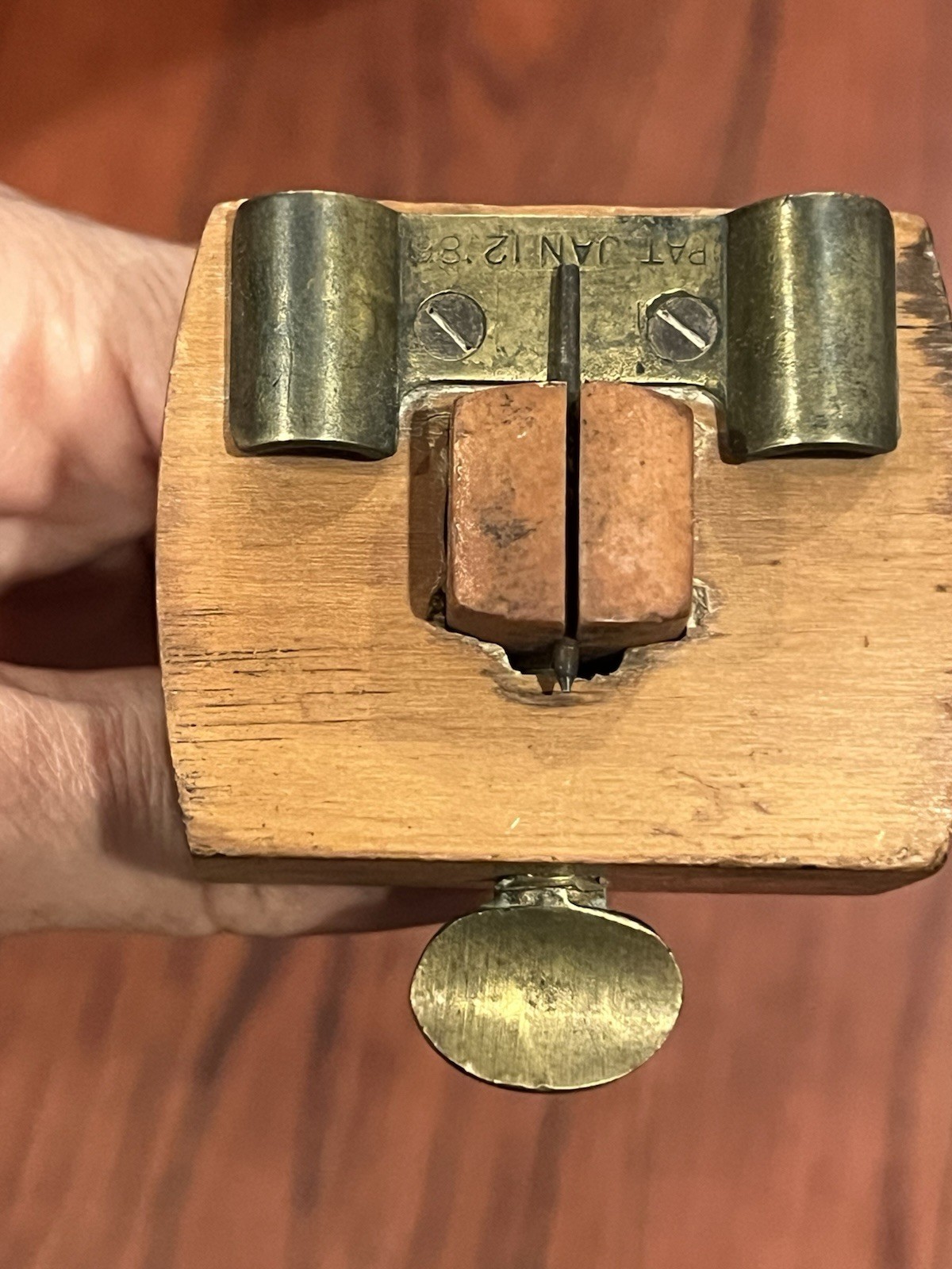 Antique Wooden Marking Gauge Mortise Marking Gauge Brass Patent Jan 12 1886