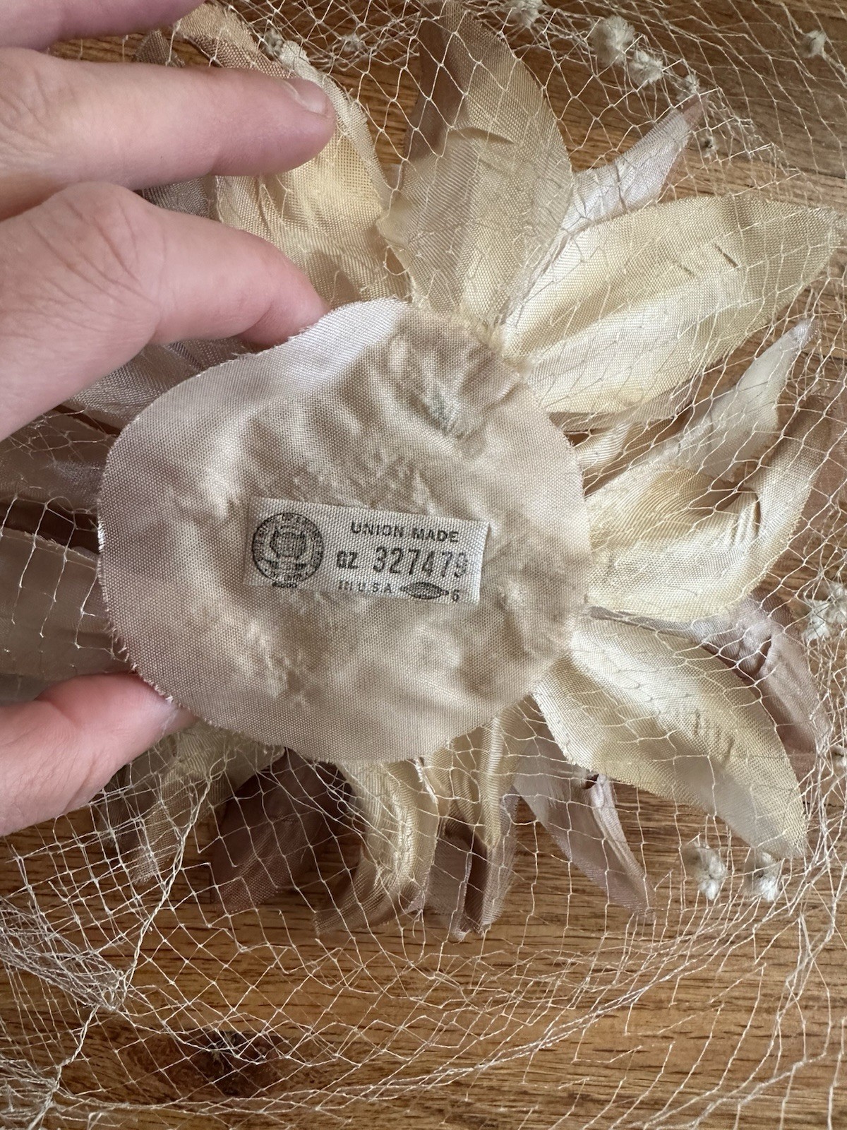 Vintage 60s floral fascinator headpiece Hat Netting Kentucky Derby Dusty Rose