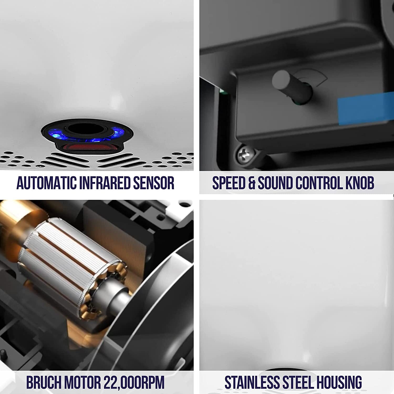 Electric Hand Dryers for Bathrooms Commercial in 1000W UL Listed - White