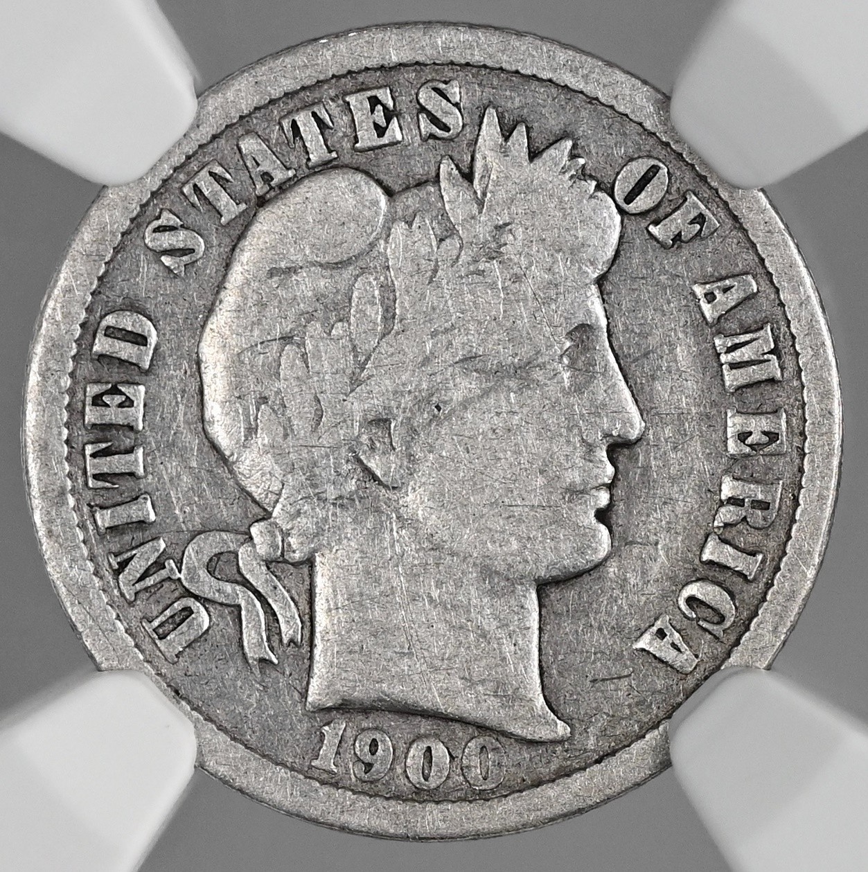 1900-O 10C BARBER SILVER DIME "NEW ORLEANS" NGC G6 #8404752-022