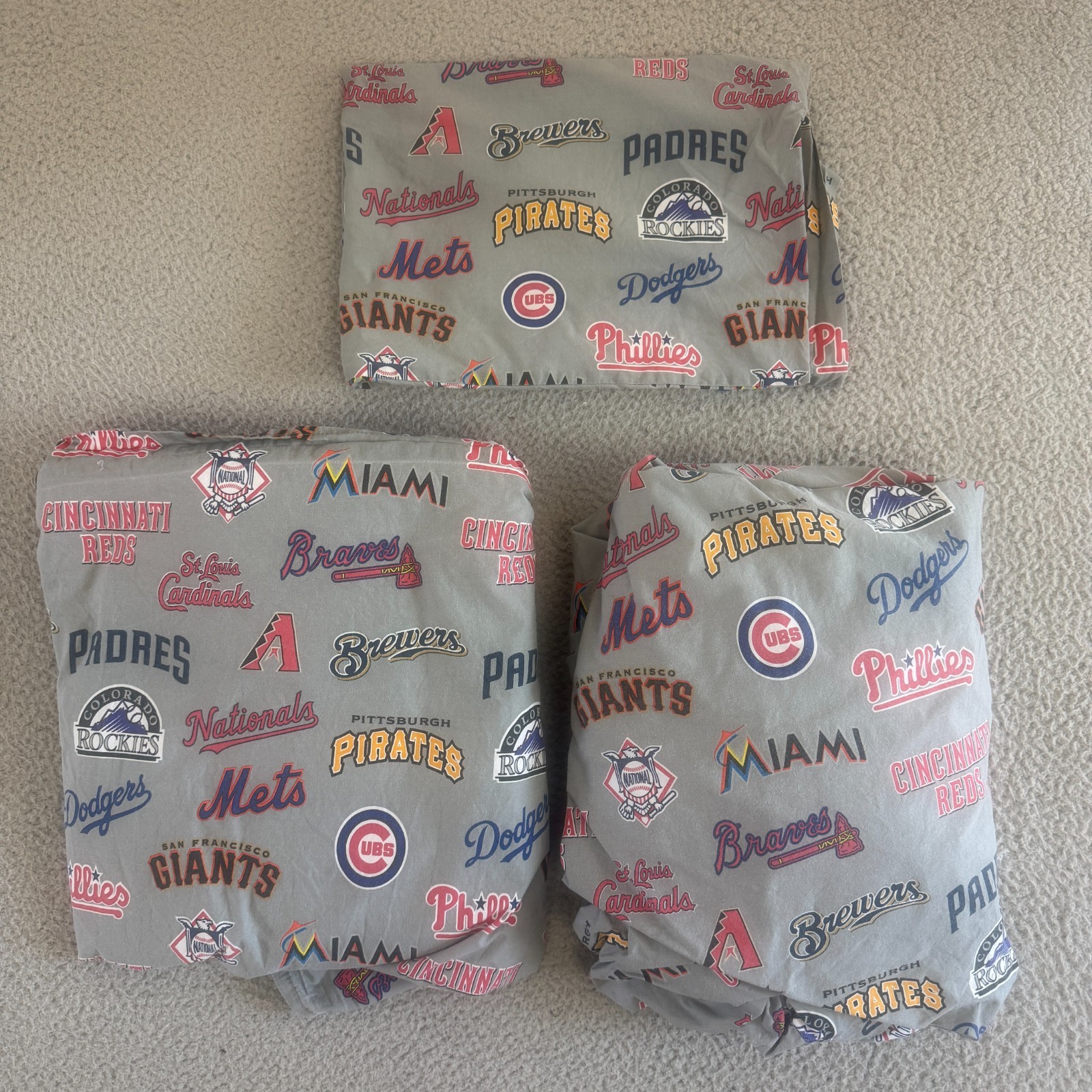 Pottery Barn Teen MLB Sheet Set Full 100% Cotton Fitted Flat Baseball