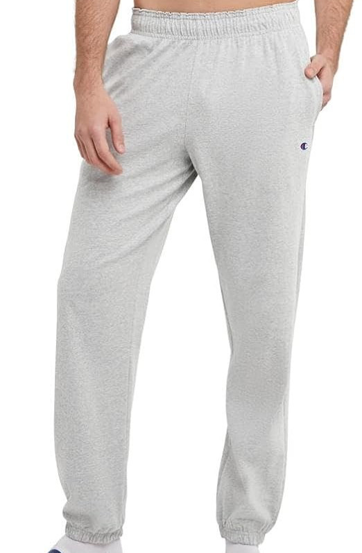 Brand New Mens Champion Lightweight Cotton Jersey Pants Gray Closed Bottom  L