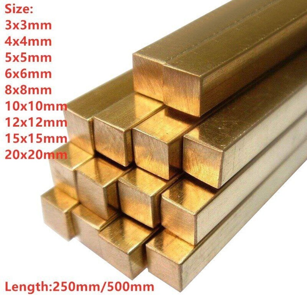 H59 Brass Square Bar Solid Rod 5/6/8/10/12/15/20 X 5/6/8/10/12/15/20 L250/500mm