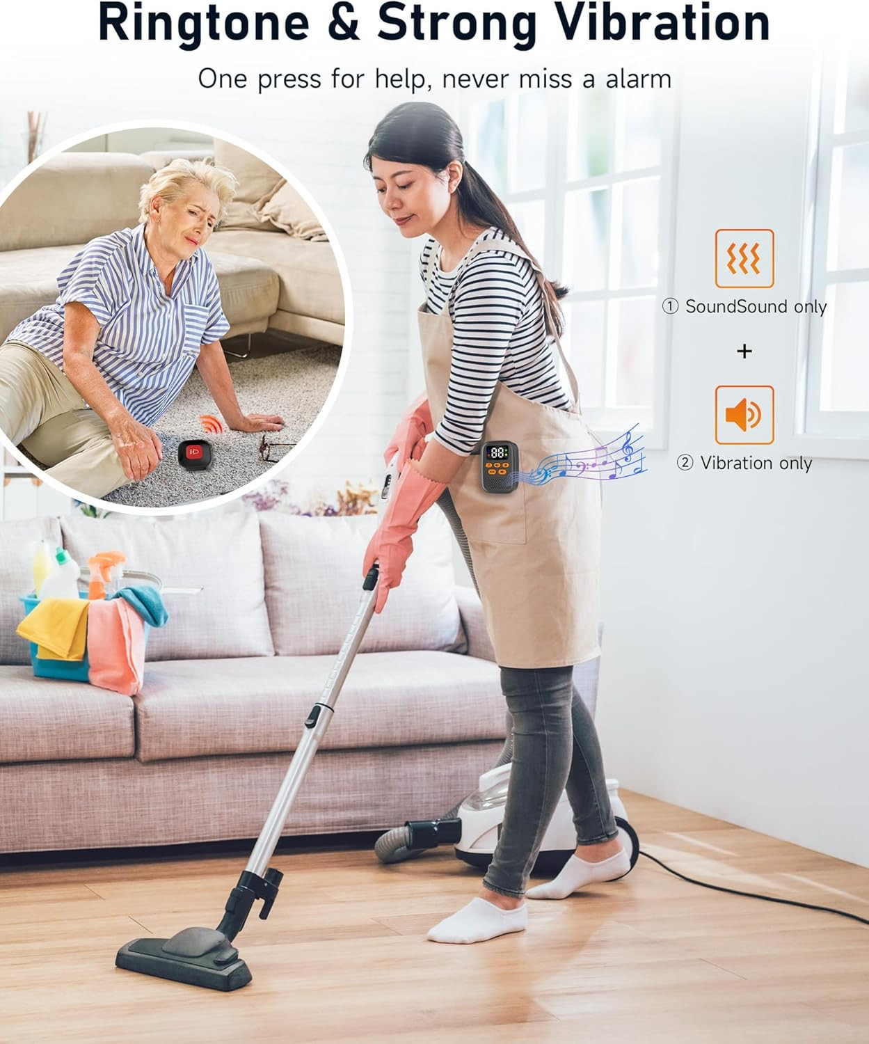 Medical Alert System for Seniors No Monthly Fee - Necklace & Wristband Call But