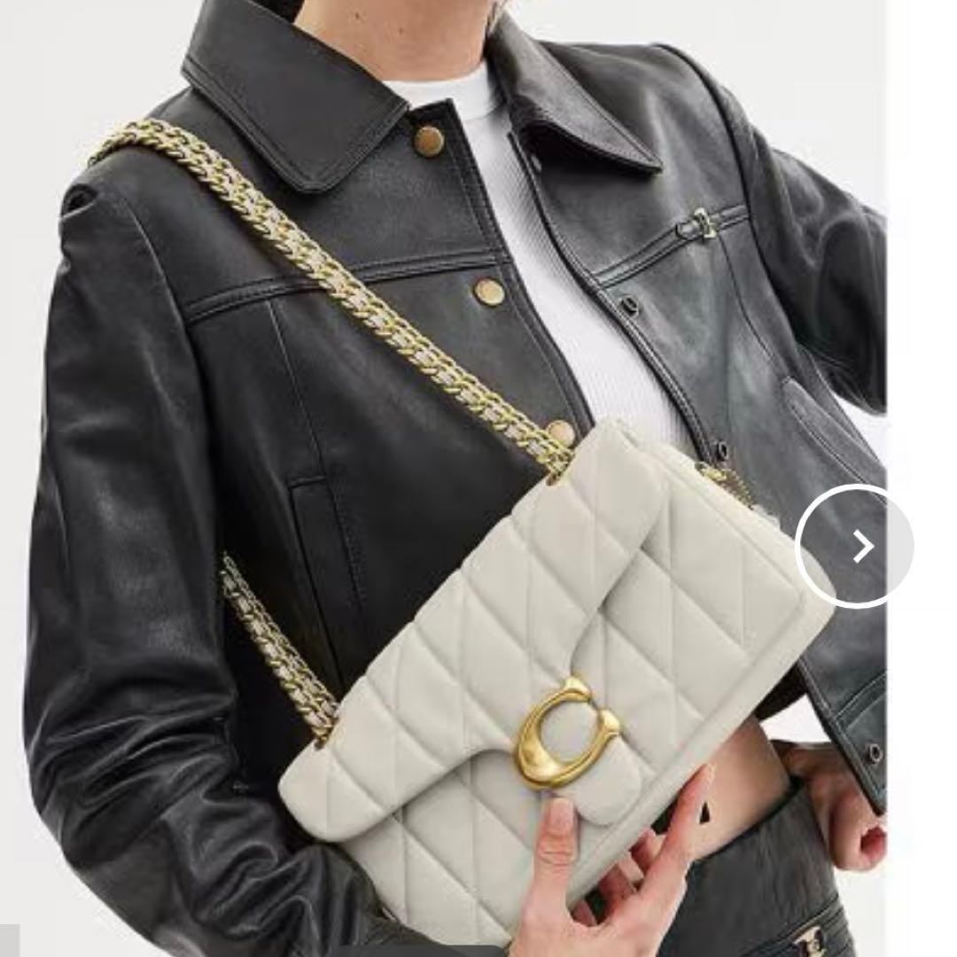 COACH CP150 Tabby 26 Quilted Shoulder Bag Leather White/Gold NWT