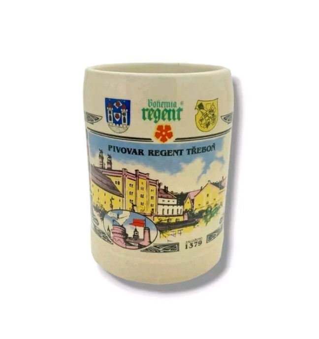 Vintage Beer Mug Stein Czech Bohemia Regent  RARE Collectible 5"