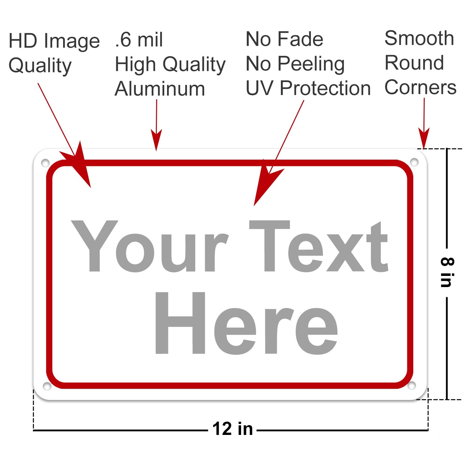 Personalized Custom Aluminum Signs, 12x8", for Outdoor, Indoor, Office, Airbnb
