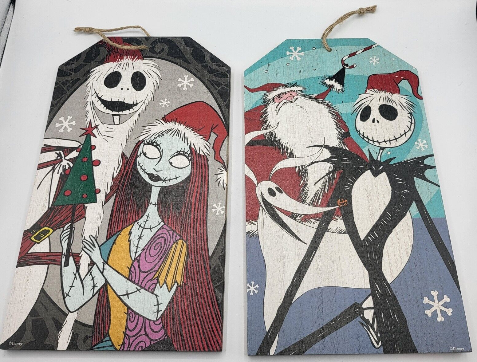 The Nightmare Before Christmas Holiday Jack Sally Zero & Santa Wooden Hang Sign