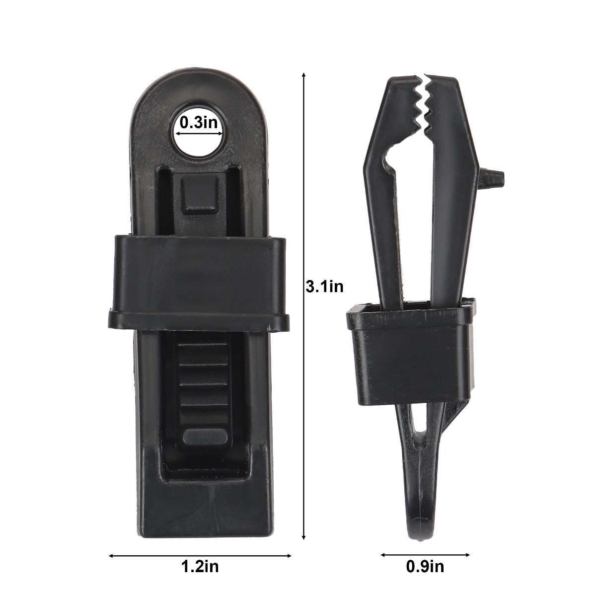 10/20 Adjustable Heavy Duty Lock Grip for Tarp & Shade Cloth Plastic Clips Black