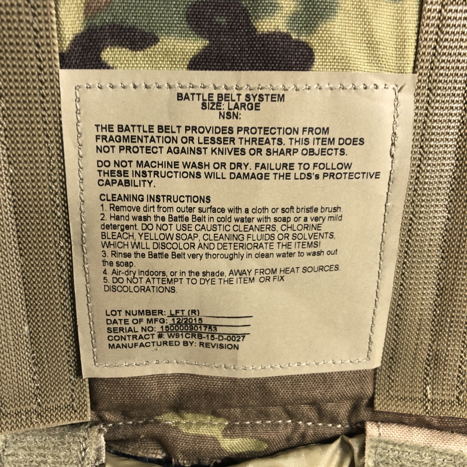 Revision Military Battle Belt Load Distribution System ￼Multicam Large