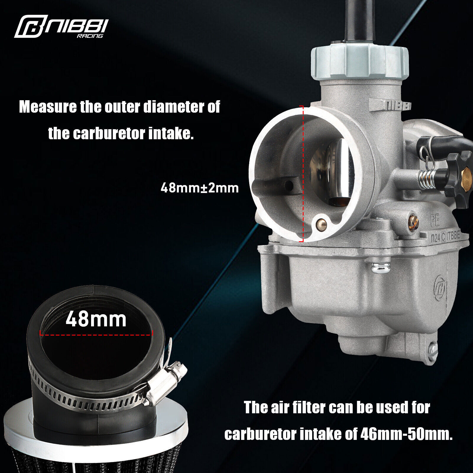 NIBBI PE22 Carburetor Air Filter For 110cc 125cc SSR Sunl Taotao Pit Bike ATV