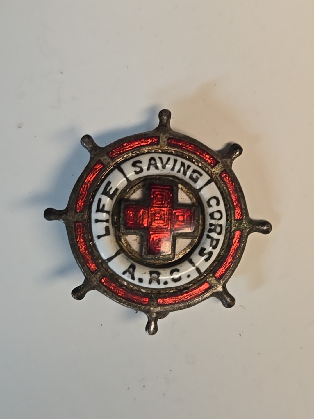 1930s 1940s Red Cross Life Saving Service Enameled Pin ARC LSS