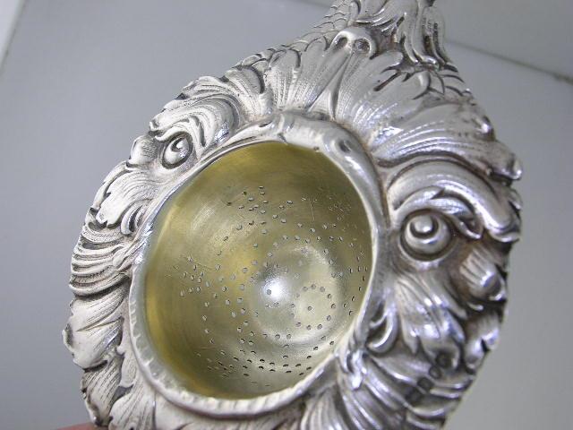 Incredible 800 Silver Tea Strainer KARL KURZ Hanau Germany Dolphin Fish Mouth