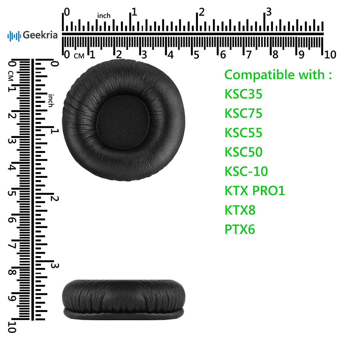 Geekria Protein Leather Ear Pads for KOSS Porta Pro, KSC35 Headphones (Black)