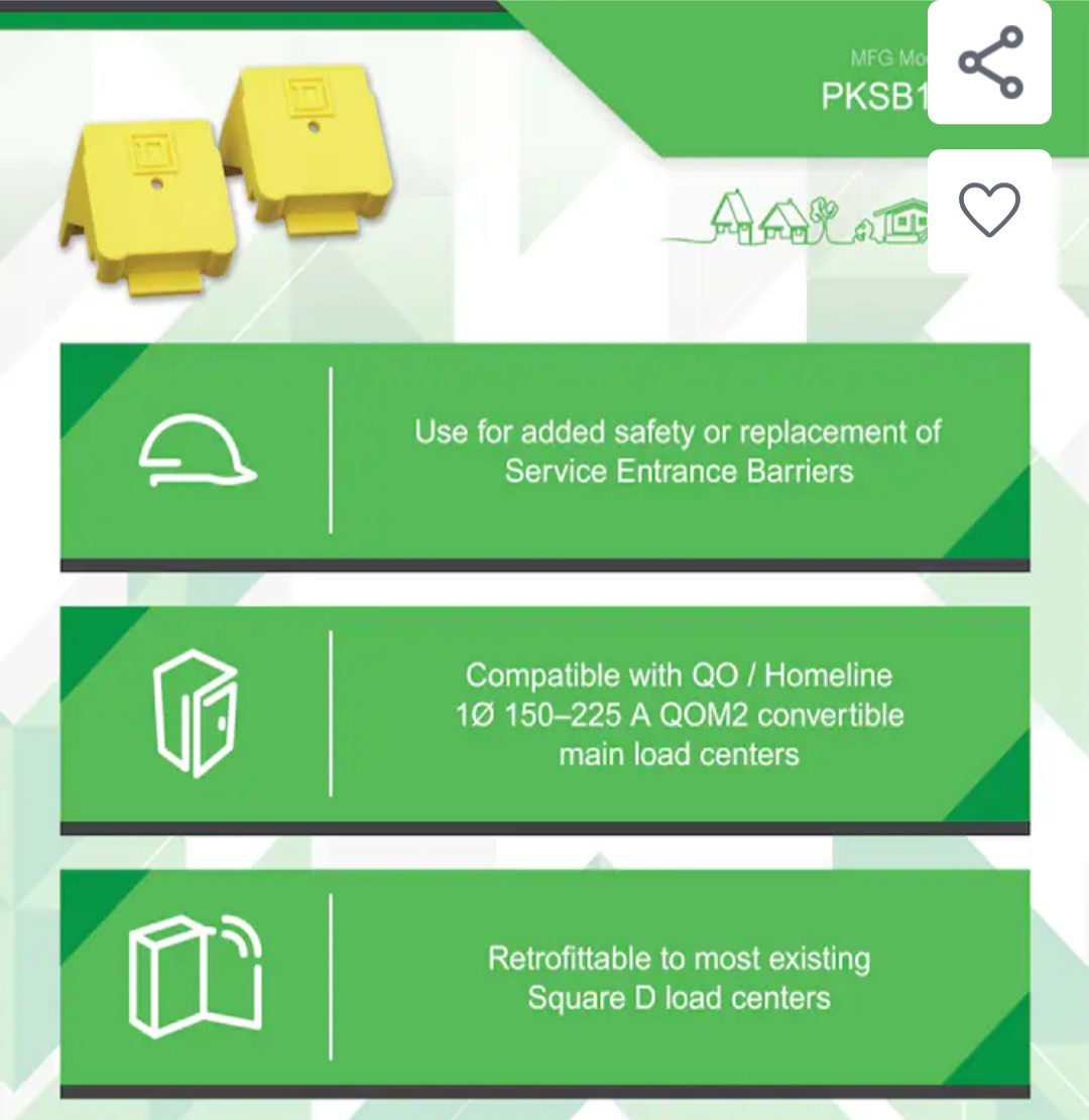 6 PACKS + 2 Bonus Packs Square D 100 AMP- 225 AMP Service Entrance Barriers