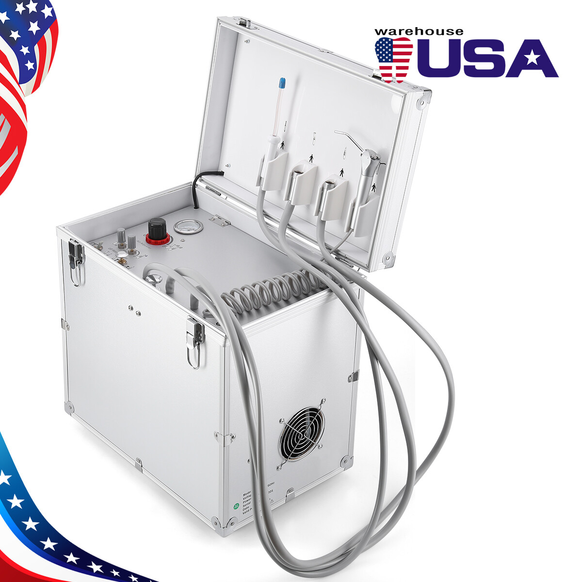 Mobile Dental Portable Delivery Unit Rolling Box Air Compressor Suction 4H/Chair