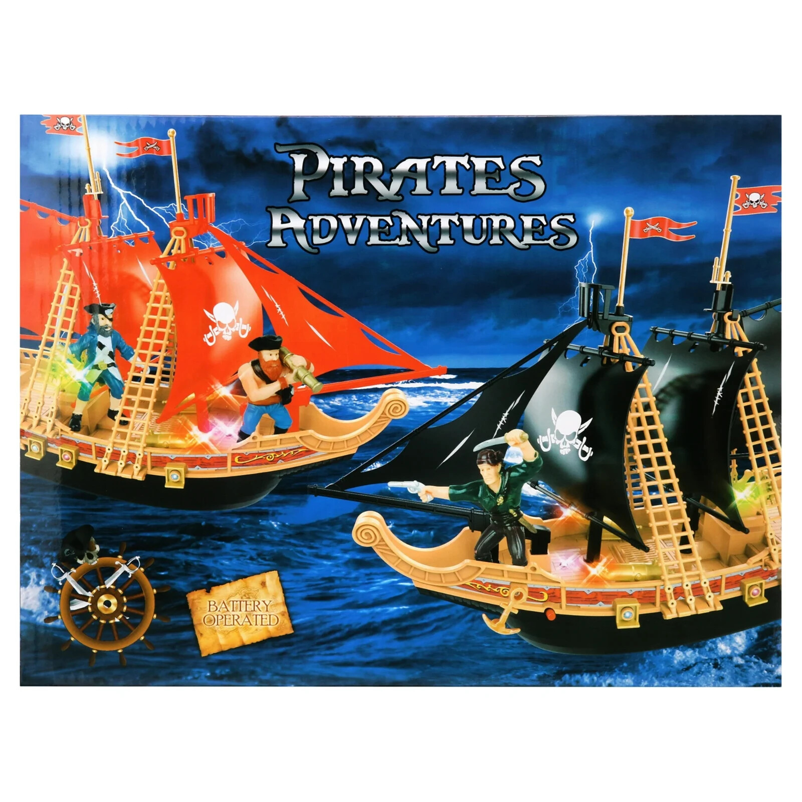 Pirate Ship Kids Toy Playset w/ Pirate Action Figures, Light and Sound