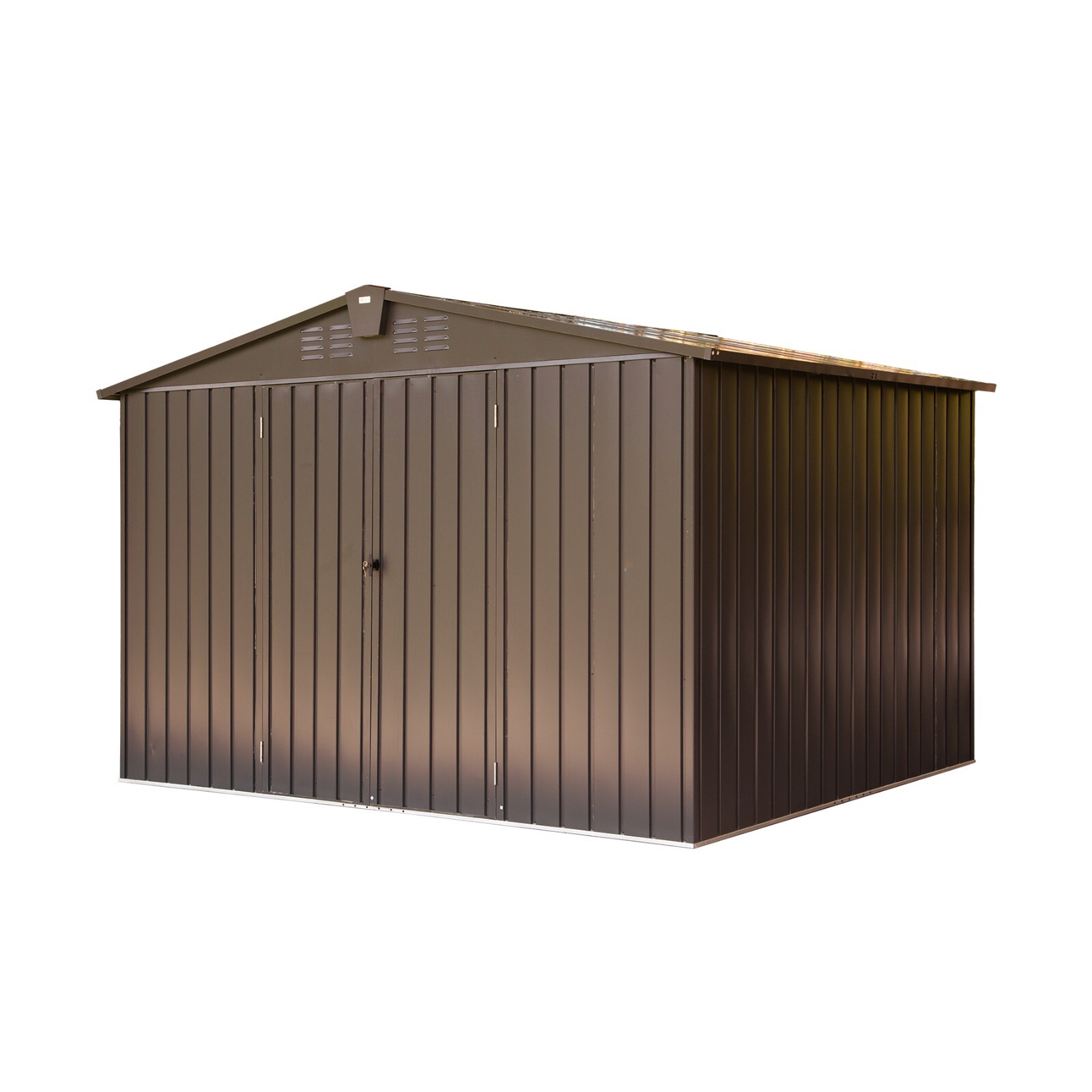 Domi Storage Shed 10'x 8' Metal Shed for Backyard,Garden w/Lockable Door,Brown