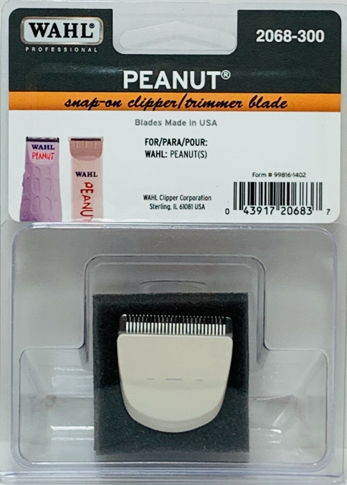 Wahl 2068-300 Standard Peanut Replacement Clipper/Trimmer Blade Snap-On NEW