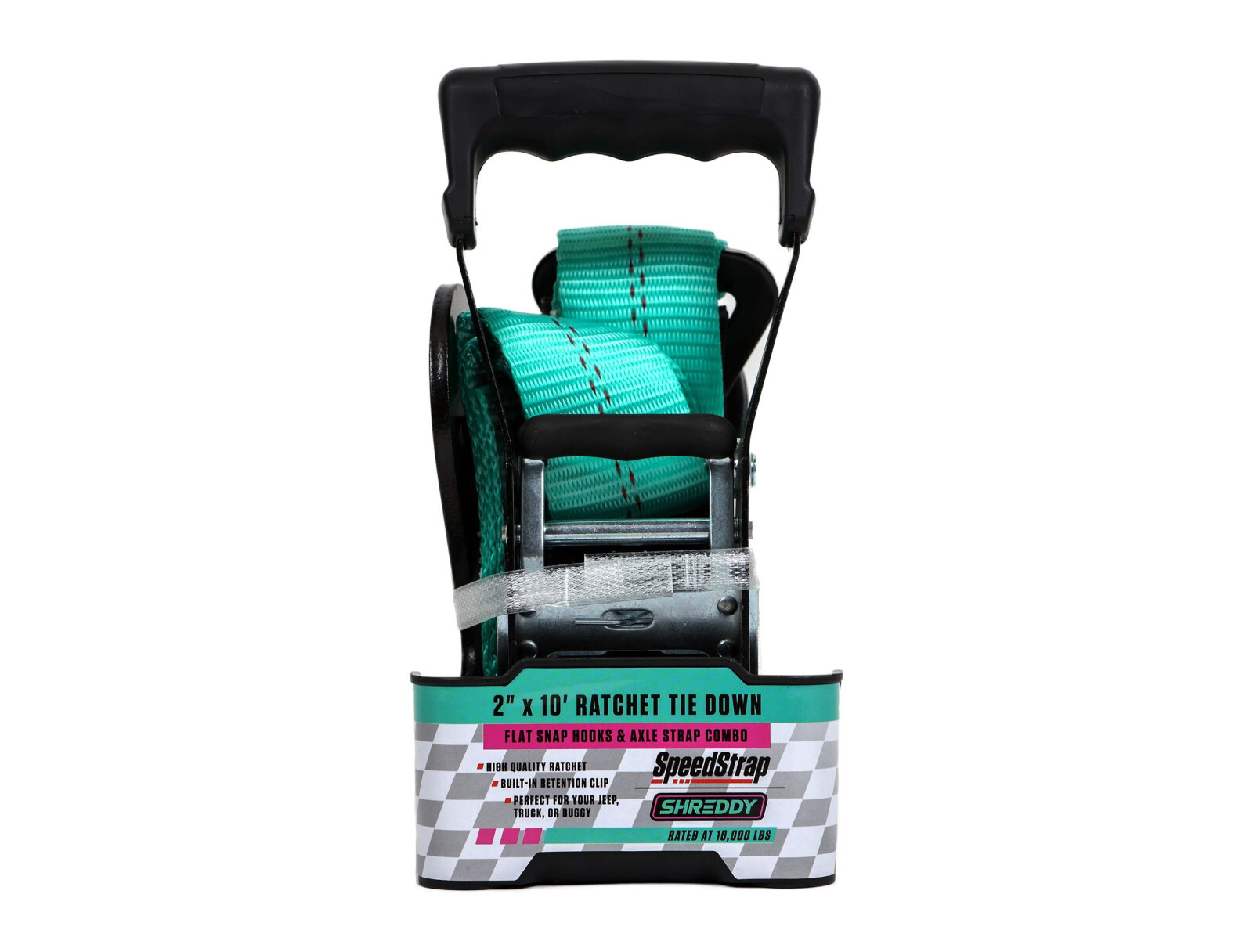 SpeedStrap Shreddy Teal 2"x10' Ratchet Tie-Down W/ Swivel Hook and Axel Strap