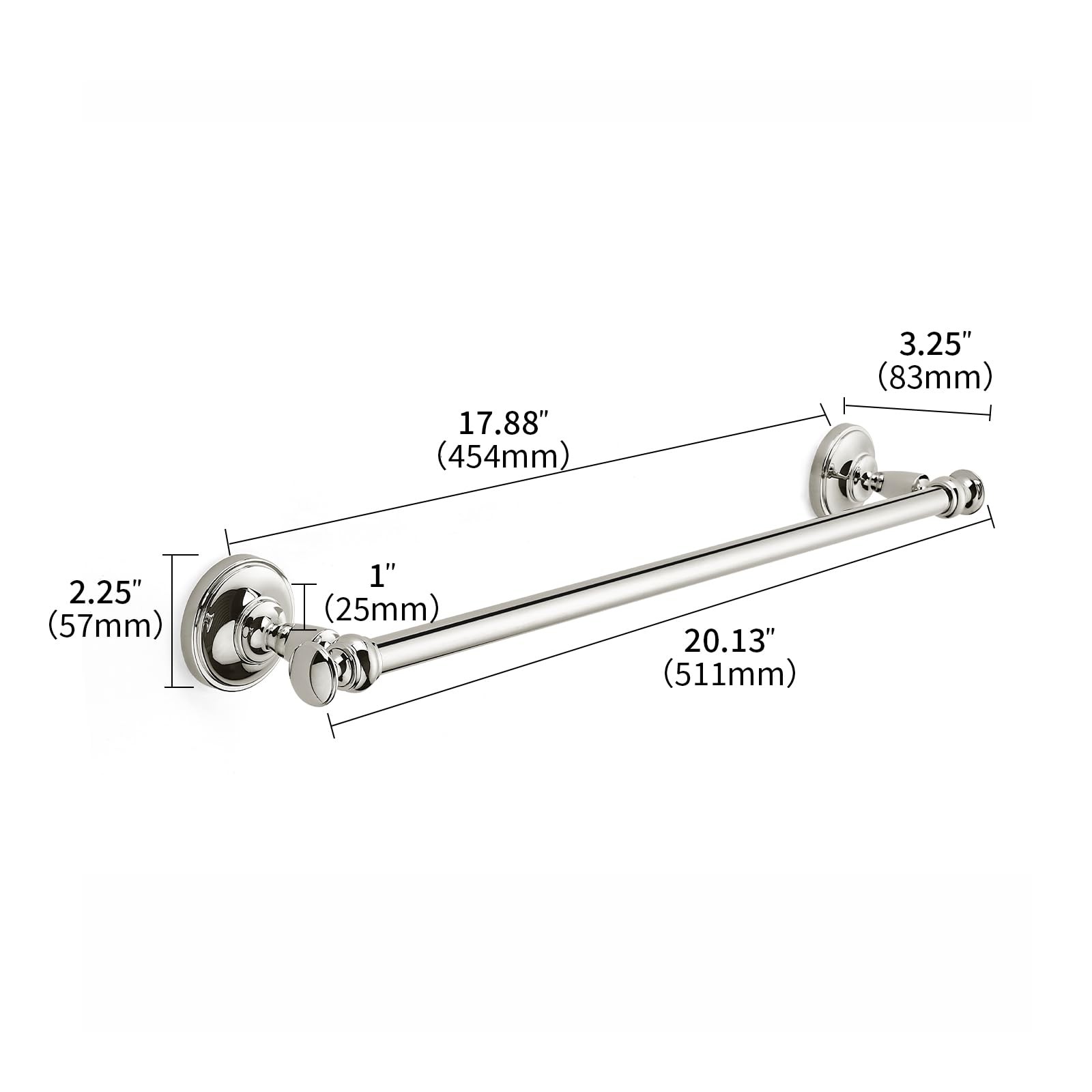 1 Pack Vibrant Polished Nickel Towel Bar 18 Inch Towel Rack for Bathroom Wall...